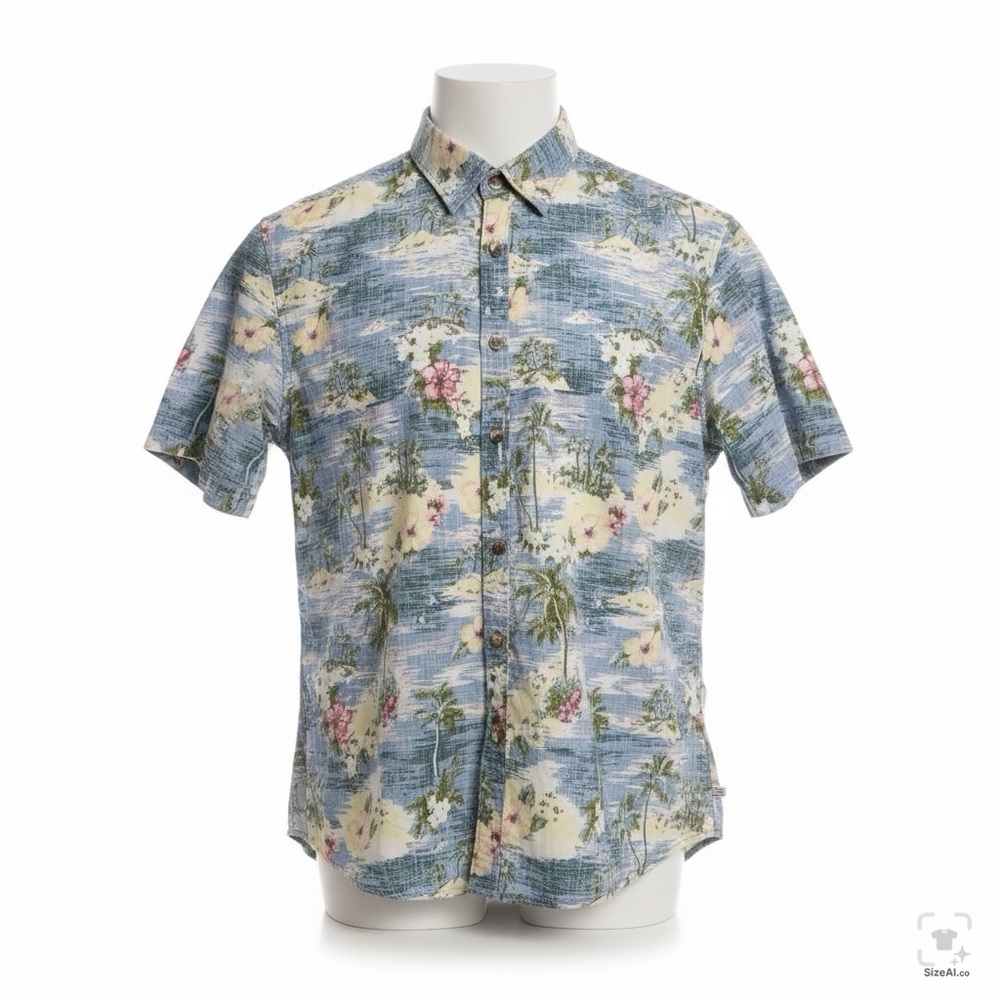 Denim & Flower Tropical Print Blue Shirt
